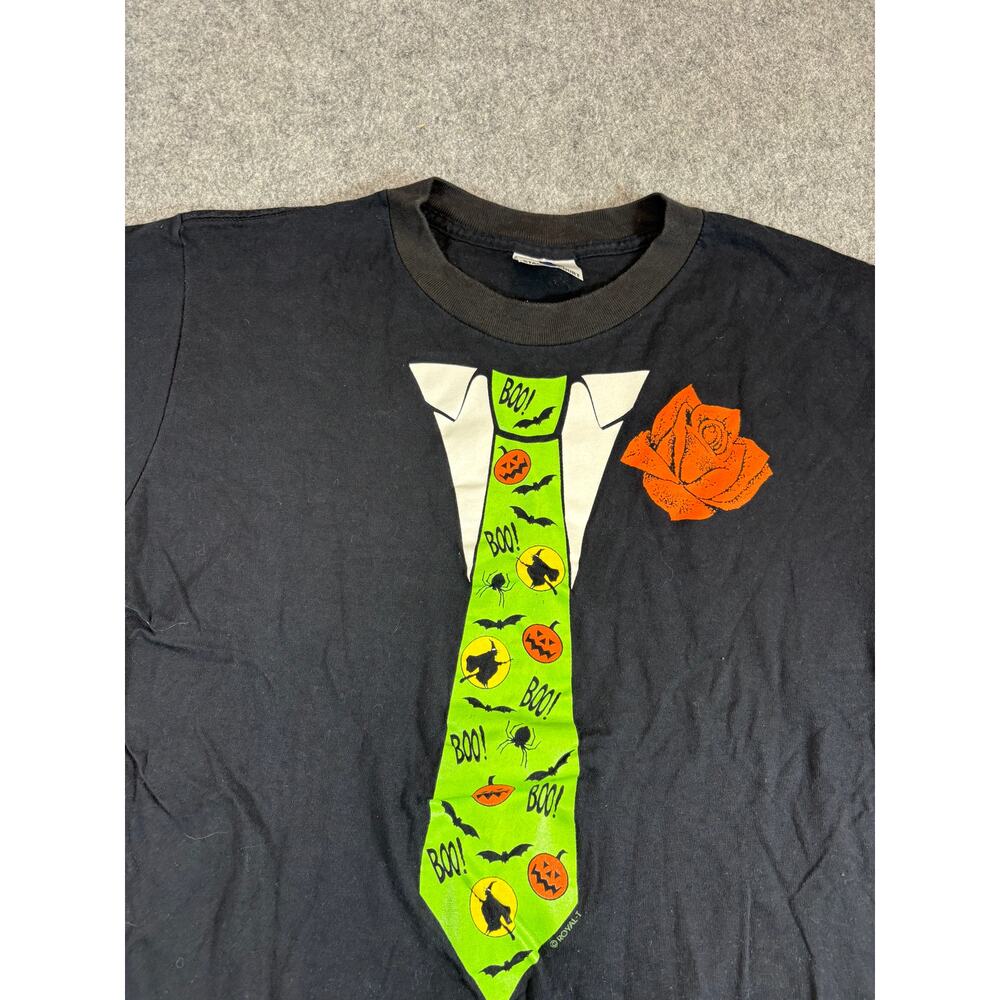 Vintage 90s Stanley DeSantis Halloween T Shirt Mens Large Black Necktie Graphic
